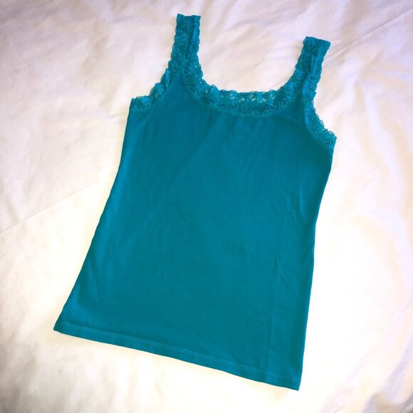 Ann Taylor Small turquoise lace strap women's cami. Layer, Summer, Comfortable. - Picture 1 of 5